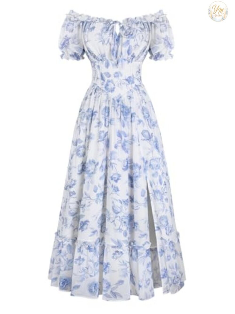 Scarlet Darkness Floral Corset Midi Dress Women Summer Cottagecore Flowy A-Line